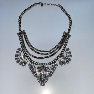 Dazzling Rhinestone Statement Necklace‎ Layered Gemstone Diamond Sparkle Wedding